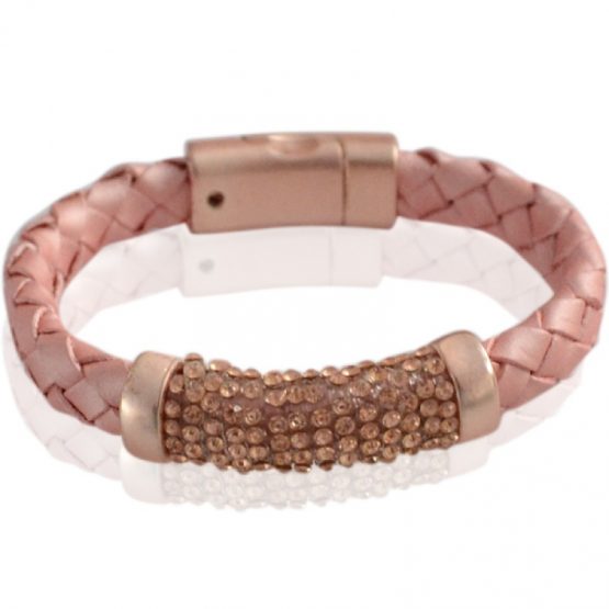 Chique armband roze met strass