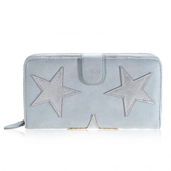 Wallet stars double grijs/blauw