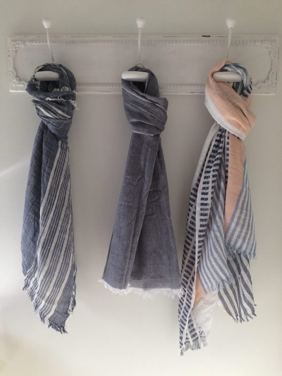 sjaal uni blauw, grijs, multi