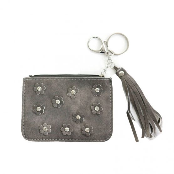 Hippe portemonnee met bloemen, de portemonnee kan ook als sleutelhanger worden gebruikt