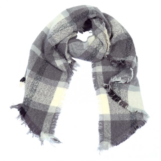 heerlijke warme sjaal, grijs wit geblokt