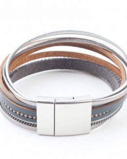 grijze wikkelarmband met magneetsluiting
