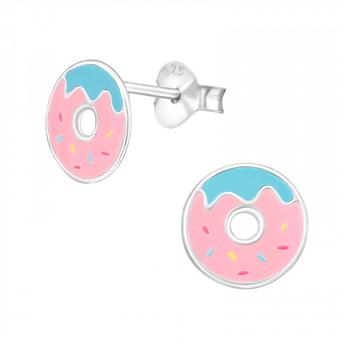 kinderoorbellen met blauw roze donut