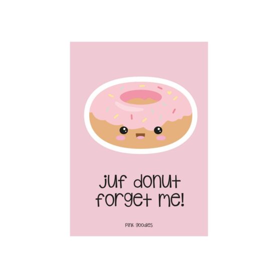 bedank kaart voor de juf donut forget me